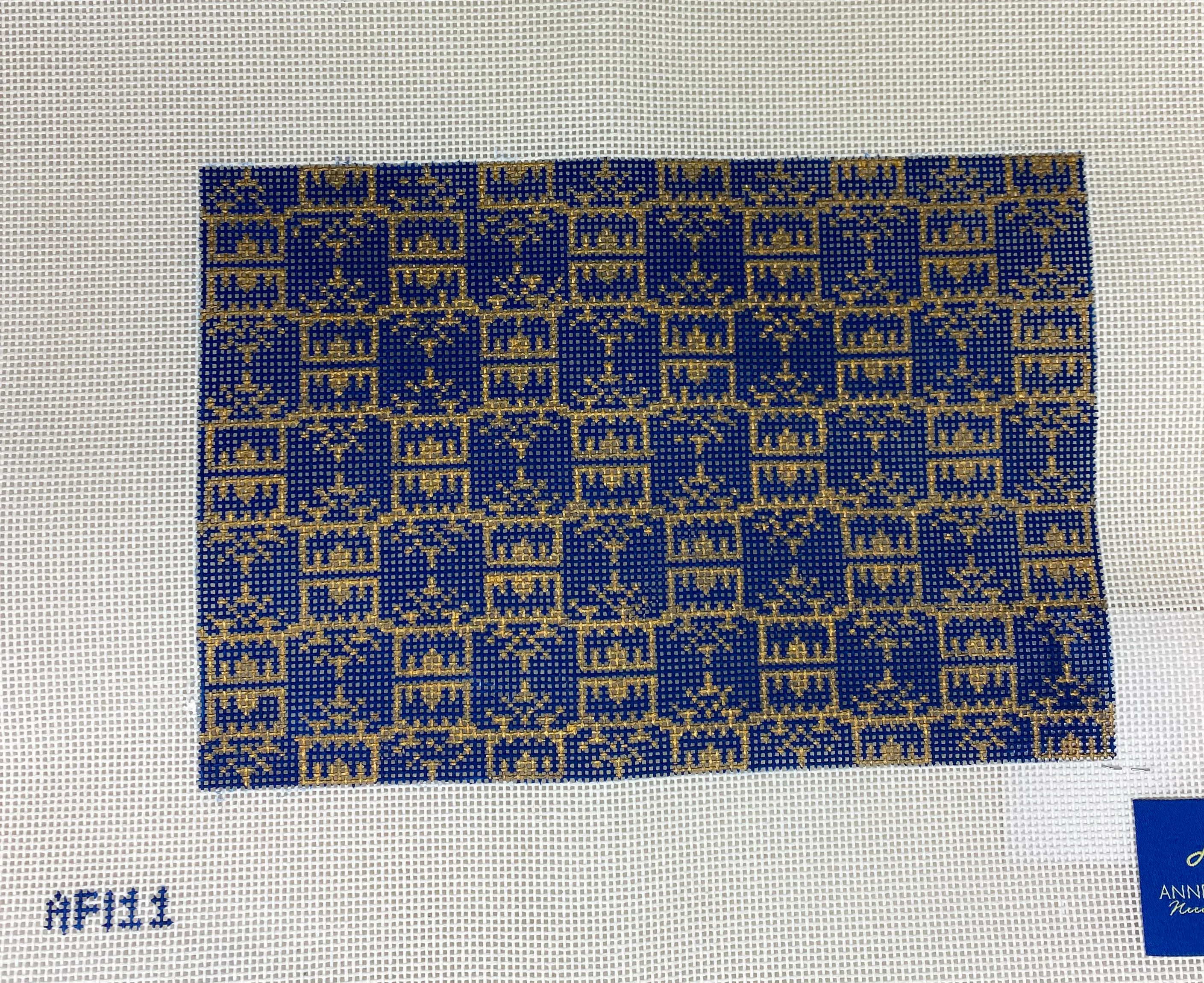 * Anne Fisher Needlepoint Navy/Gold Clutch