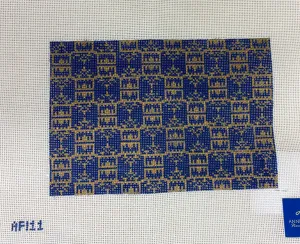 * Anne Fisher Needlepoint Navy/Gold Clutch