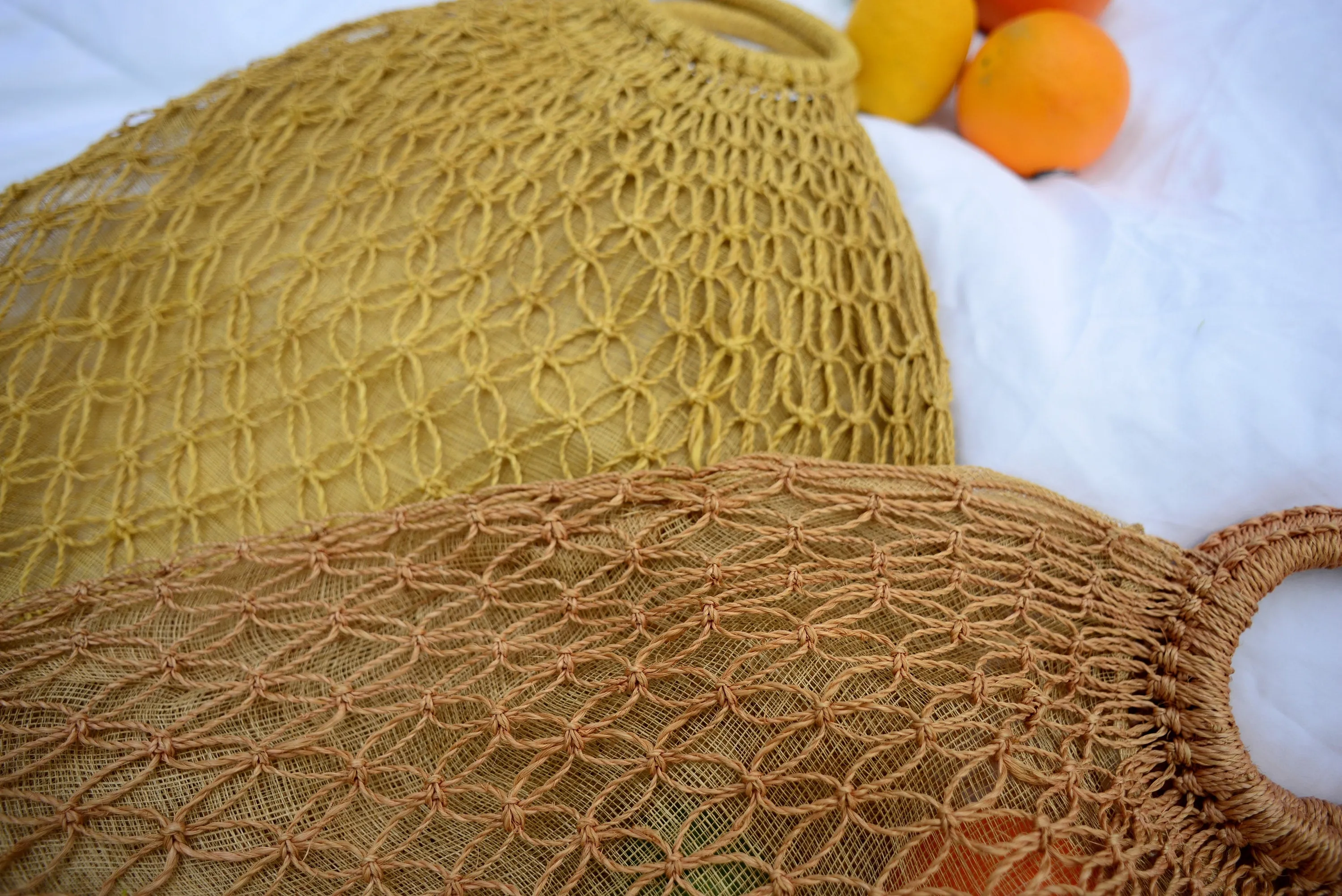 1950s Philippine hand woven hemp market bags, never used