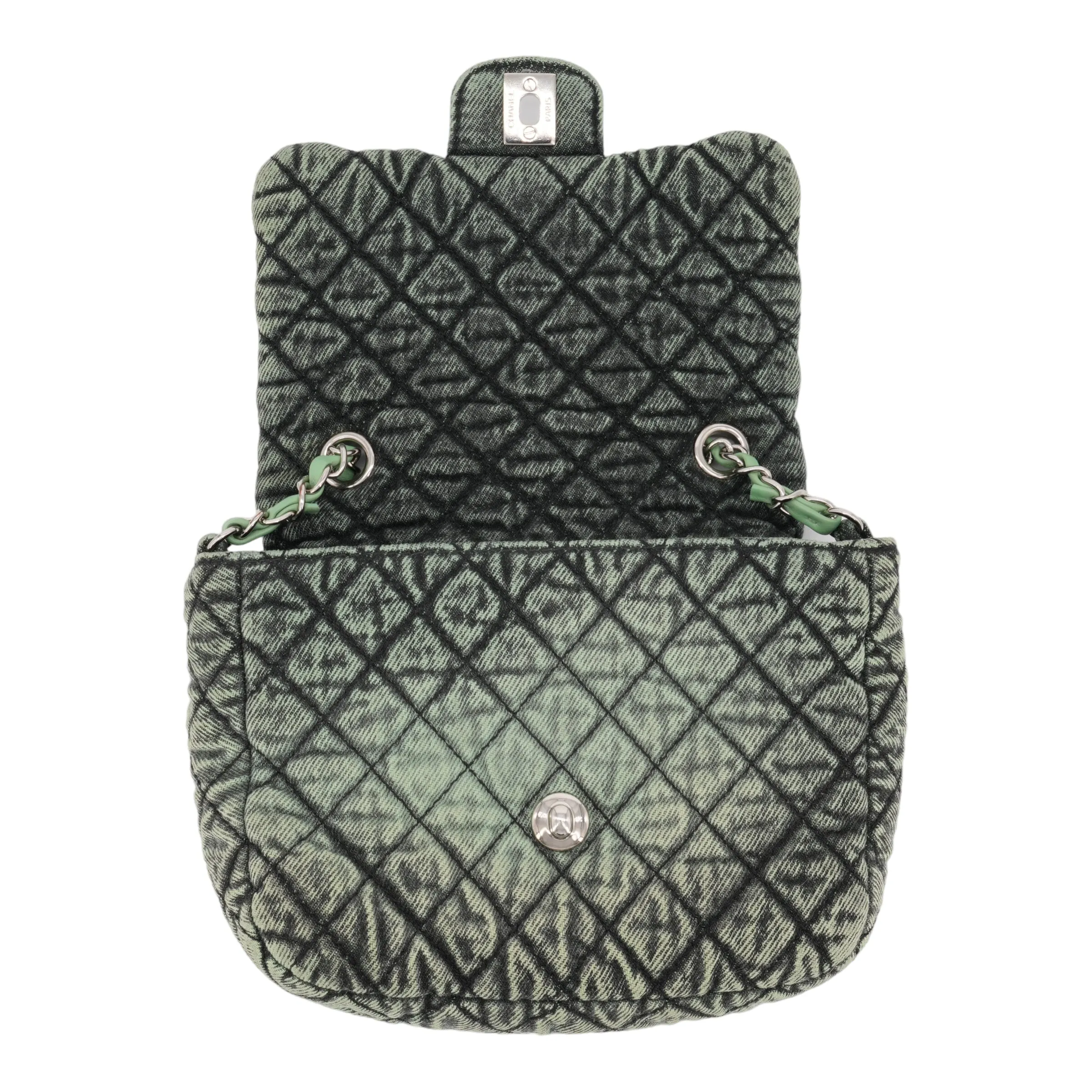 20C Denimpression Mini Flap Bag in Aged Green Denim