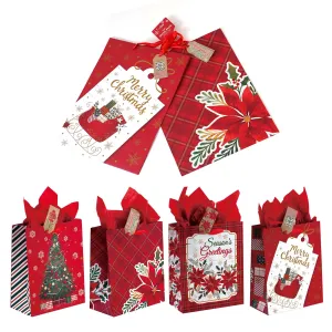 2Pk Extra Large Christmastime Is Here Printed Bag, 4 Designs