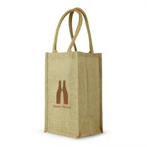 4 Bottle Jute Wine Bag with cotton webbed handles