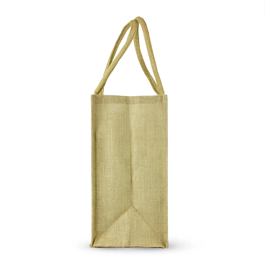 4 Bottle Jute Wine Bag with cotton webbed handles