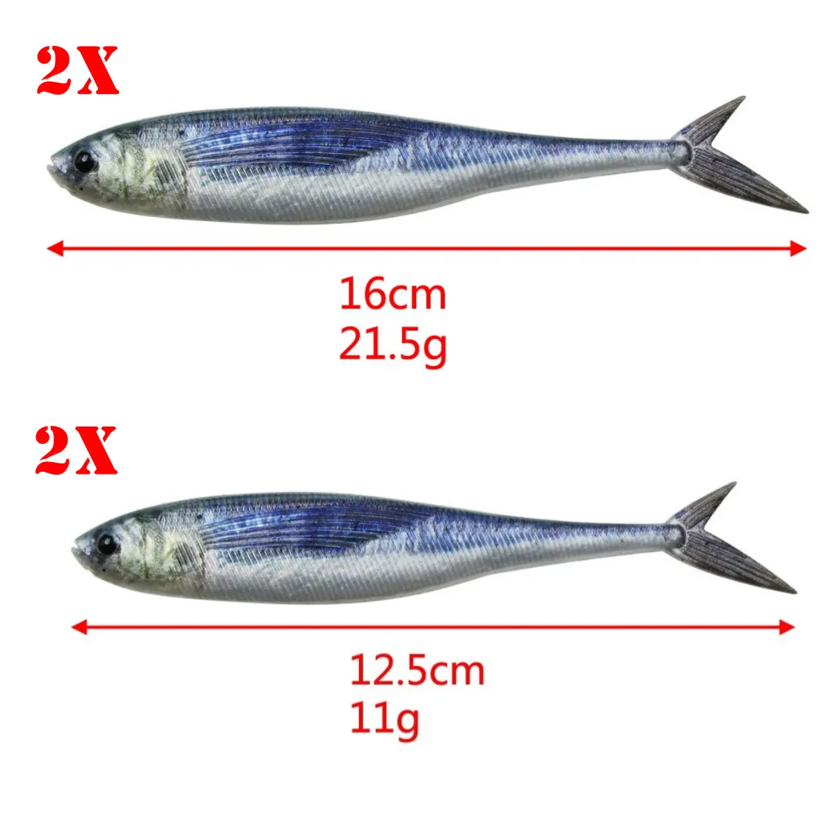 4pcs 2 sizes Natural shape Soft Plastic Mackerel Bonus 5pcs jig heads