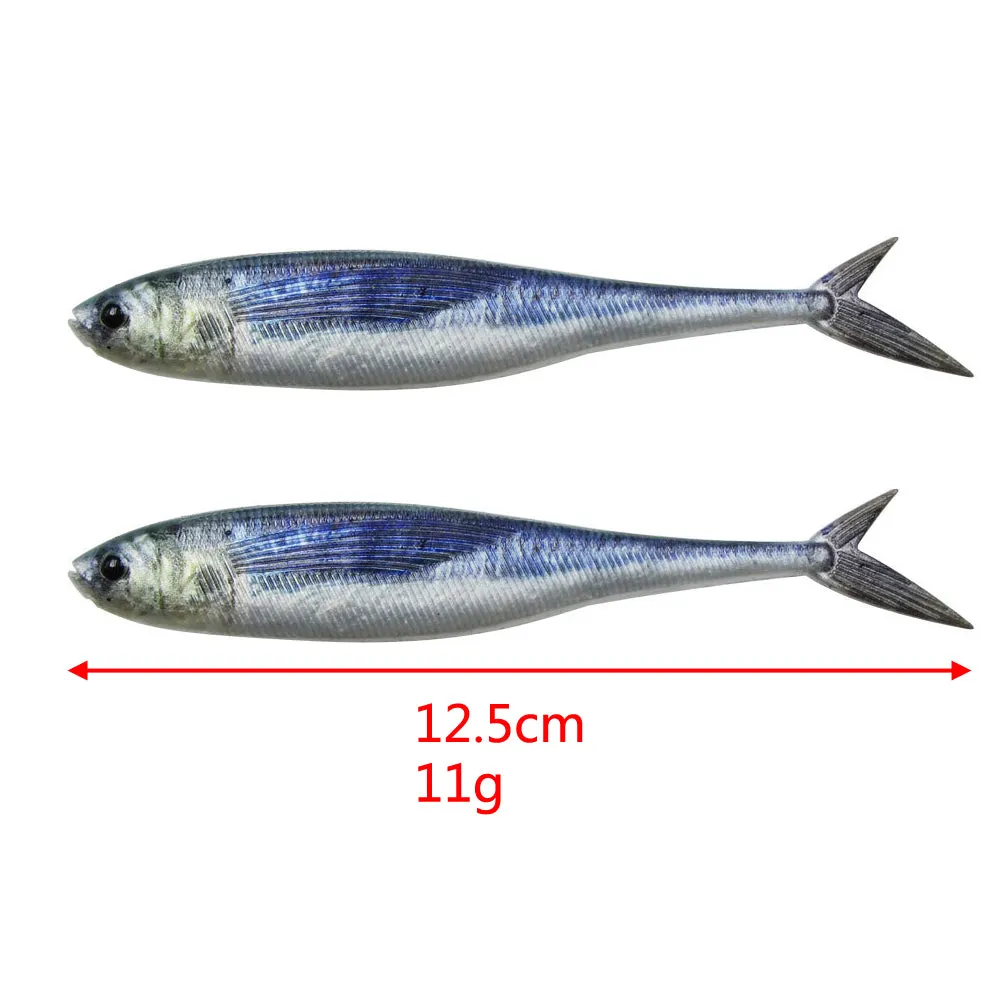 4pcs 2 sizes Natural shape Soft Plastic Mackerel Bonus 5pcs jig heads