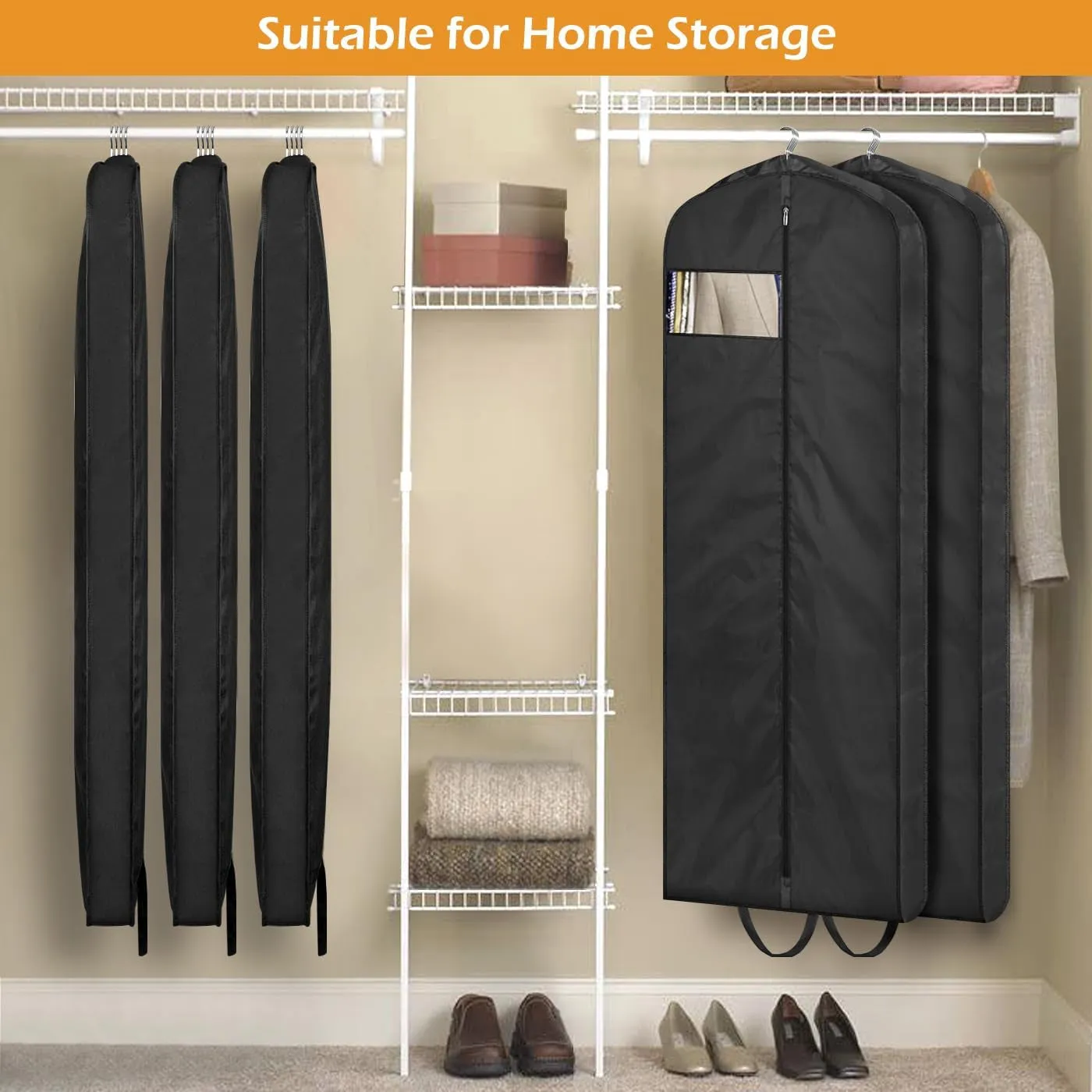 65" Waterproof Garment Bags 2 Packs for Gowns Tuxedos Coats Wedding Dress