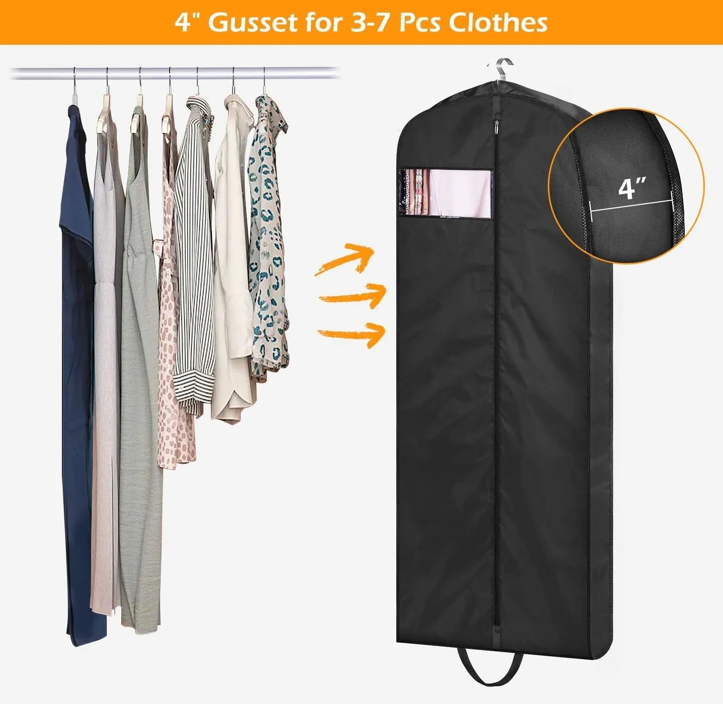 65" Waterproof Garment Bags 2 Packs for Gowns Tuxedos Coats Wedding Dress