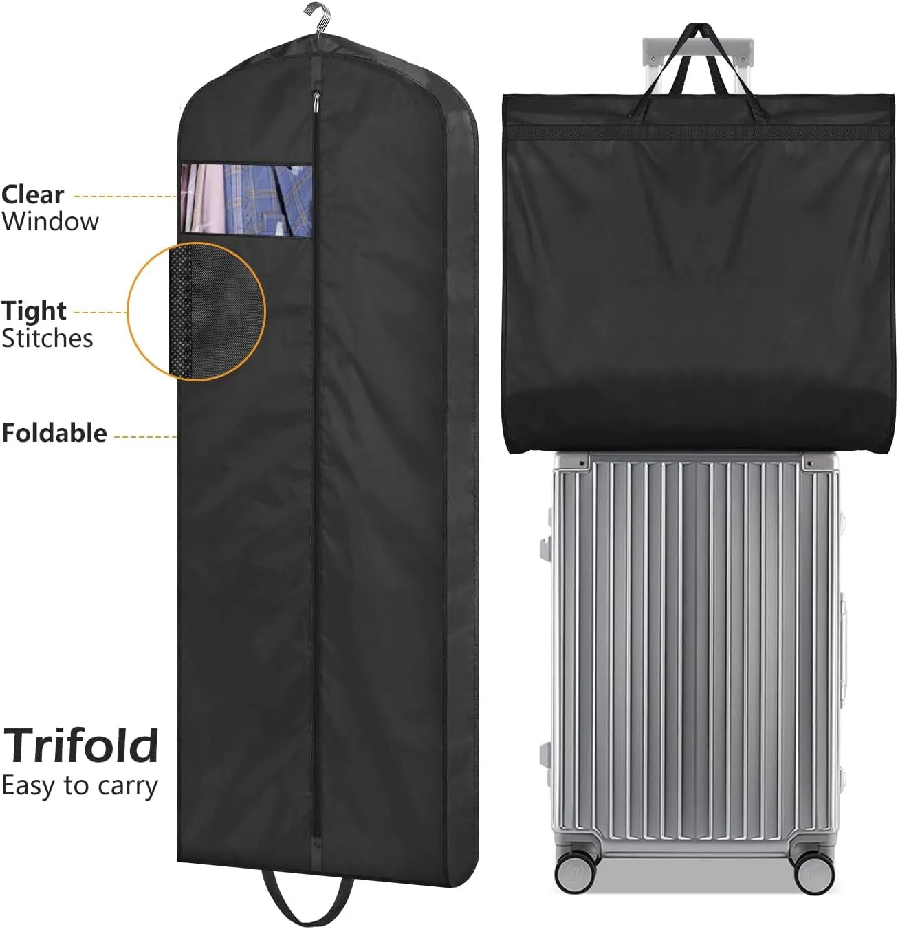 65" Waterproof Garment Bags 2 Packs for Gowns Tuxedos Coats Wedding Dress