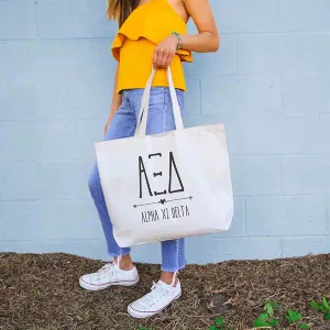 Alpha Xi Delta Stylized Sorority Greek Letters Printed Canvas Bag
