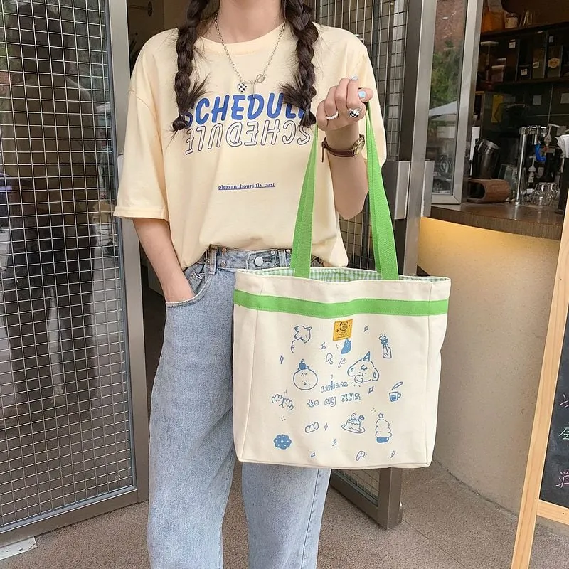 Animal Friends Print Canvas Toe Bag