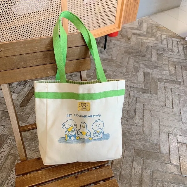 Animal Friends Print Canvas Toe Bag