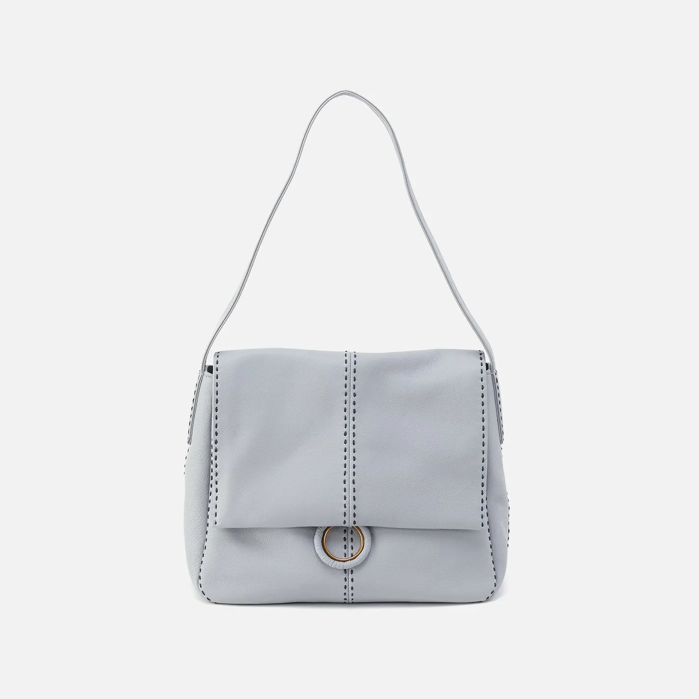Austin Shoulder Bag In Pebbled Leather - Blue Pearl
