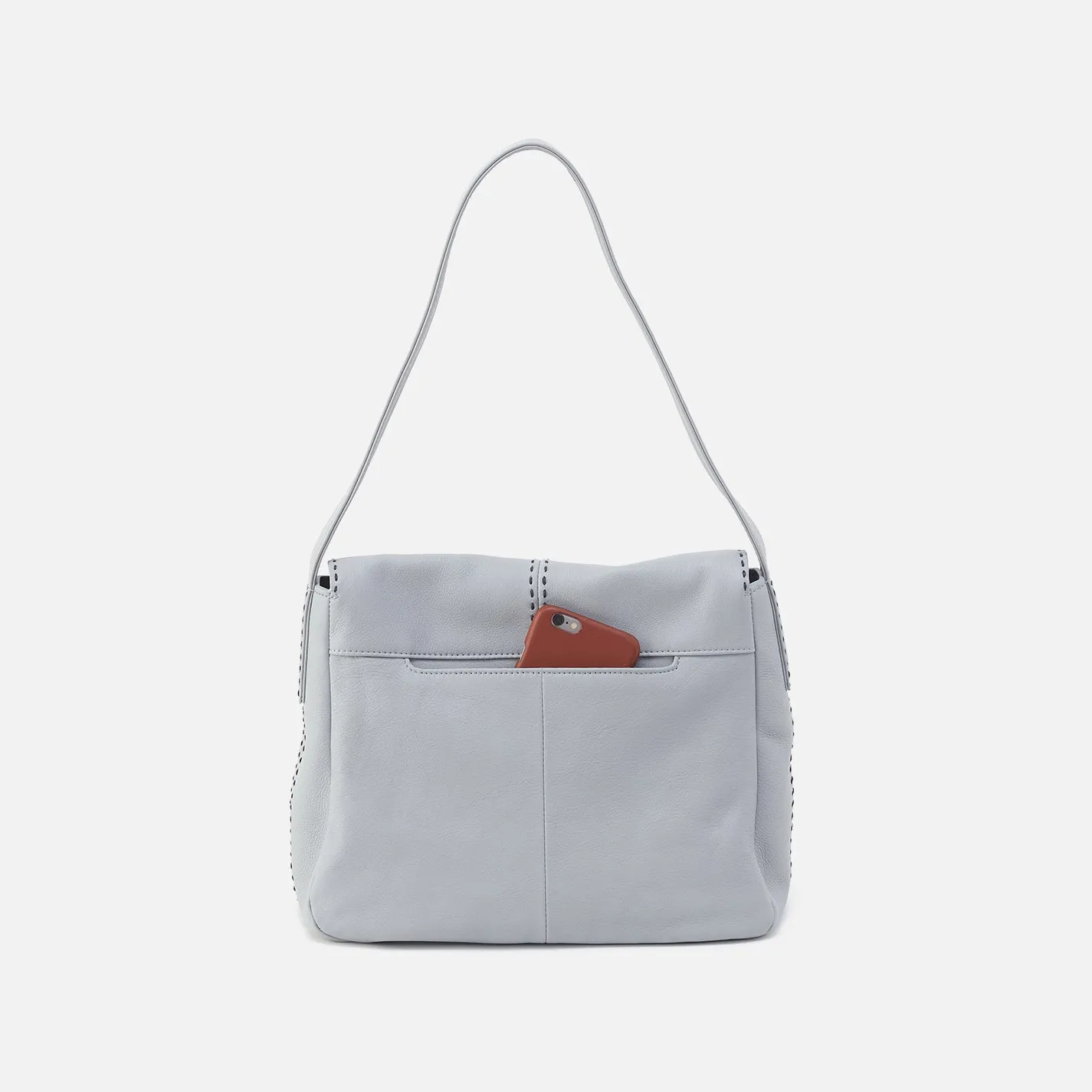 Austin Shoulder Bag In Pebbled Leather - Blue Pearl