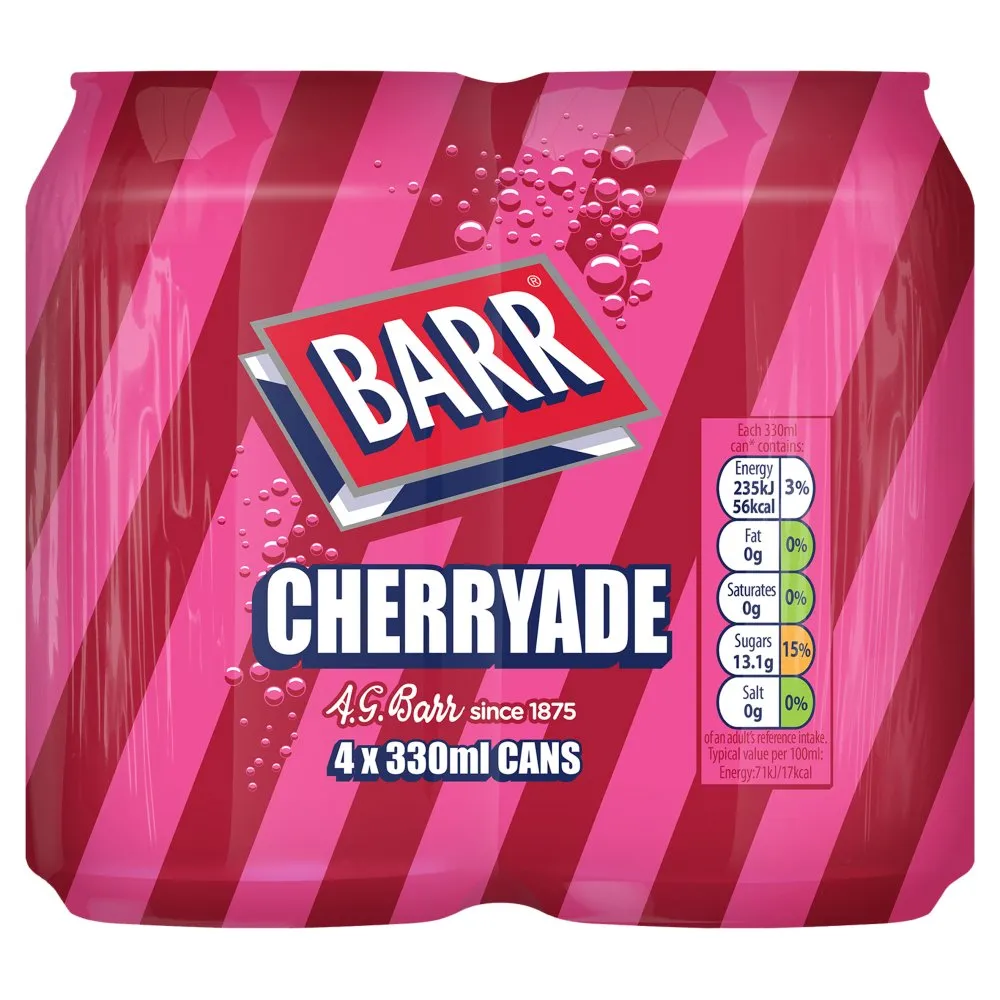 Barr Cherryade 4 x 330ml (Case of 6 Total 24 Cans)