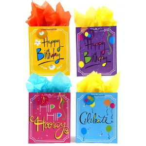 Birthday-Large Hip Hip Hooray Party Printed Bag, 4 Designs