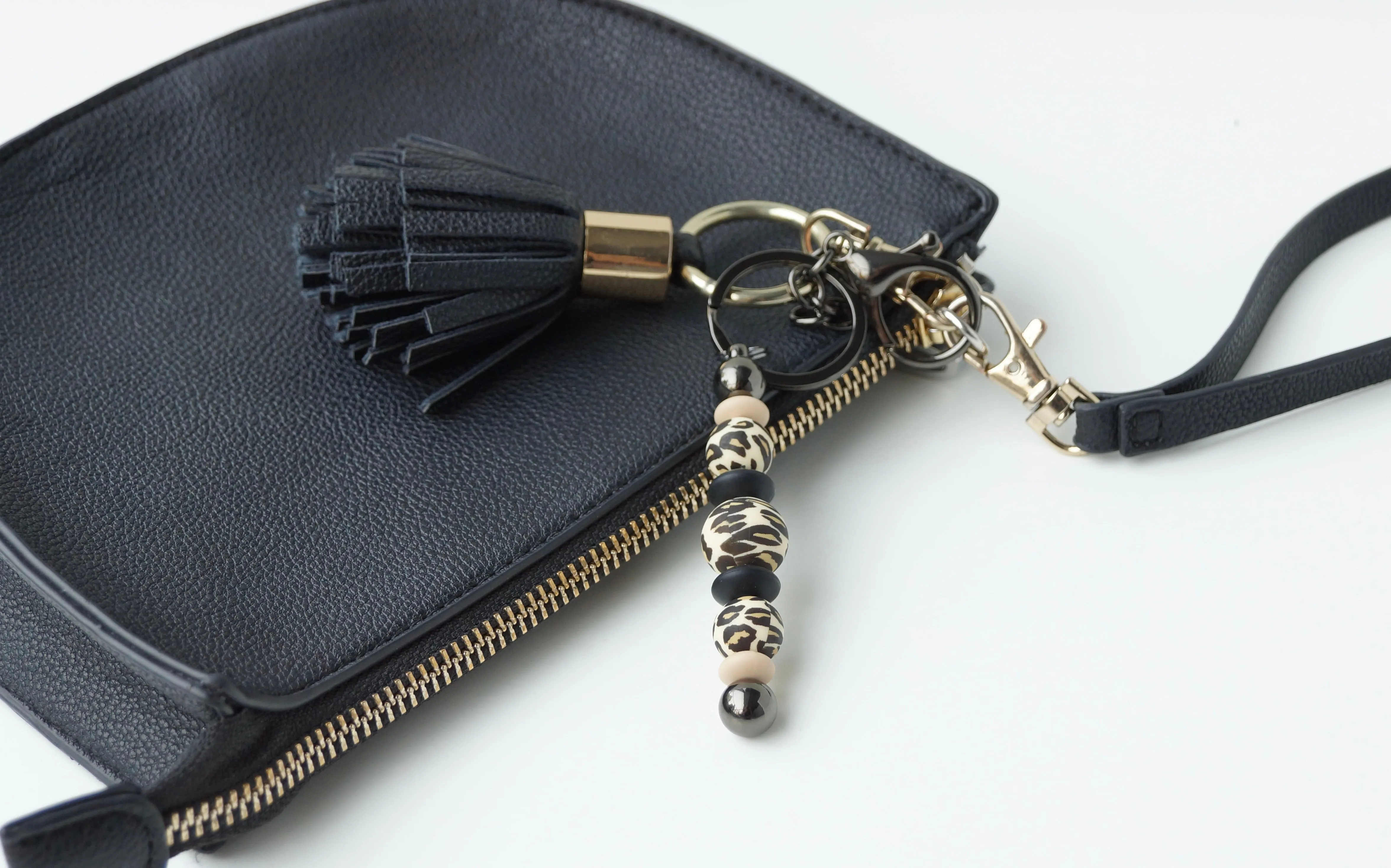 Buffalo Plaid Beaded Keychain