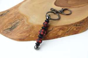 Buffalo Plaid Beaded Keychain