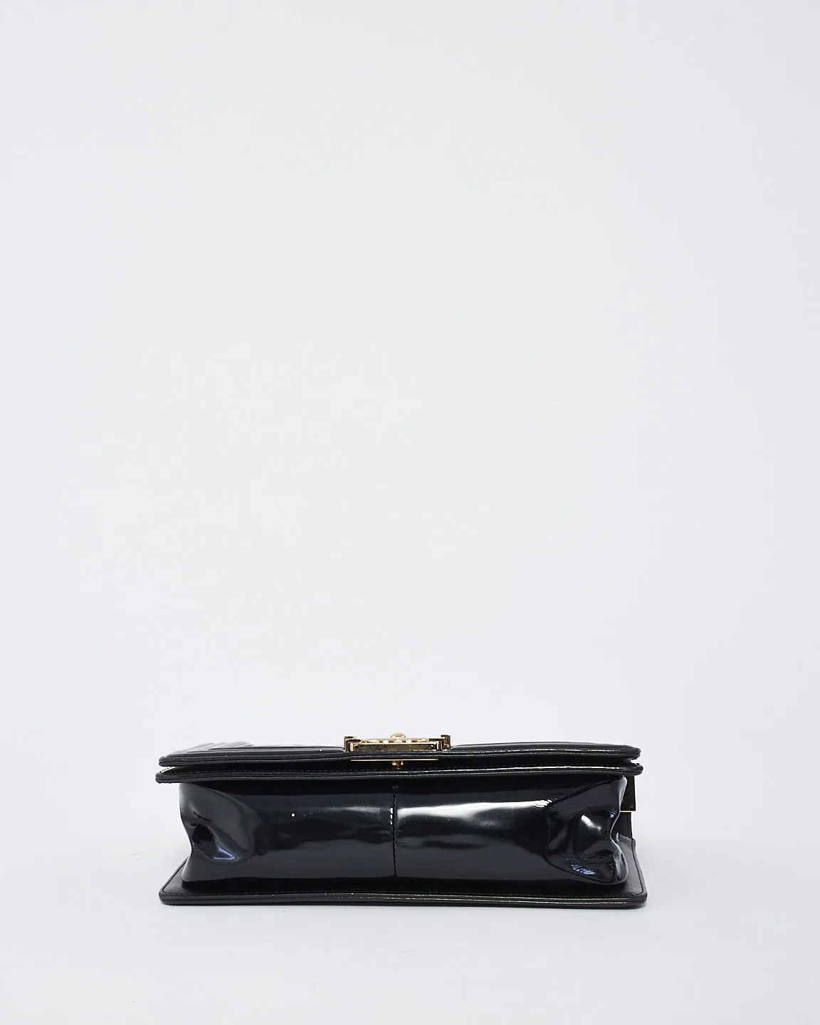 Chanel Black Patent Leather Medium Boy Bag GHW