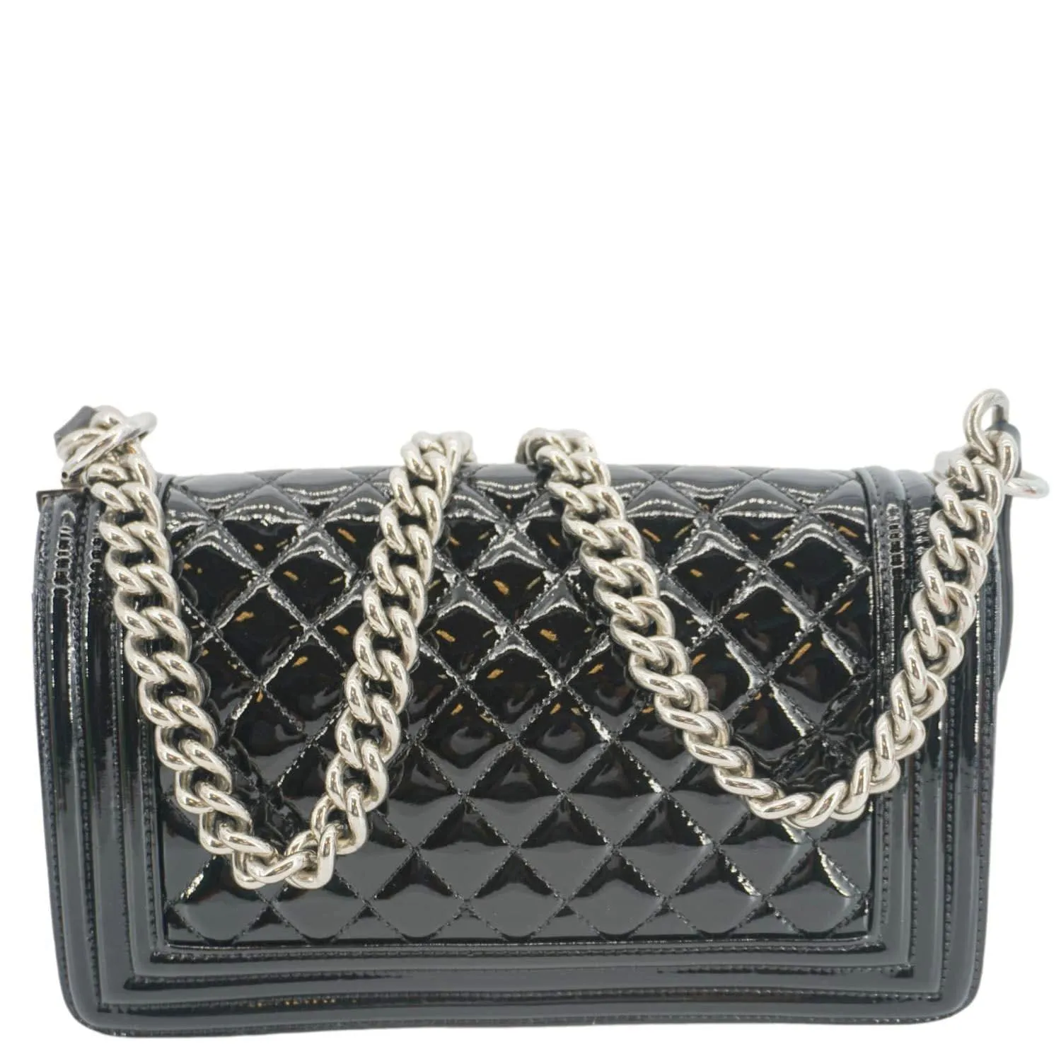 CHANEL Boy Flap Medium Plexiglass Patent Leather Crossbody Bag Black 20481641