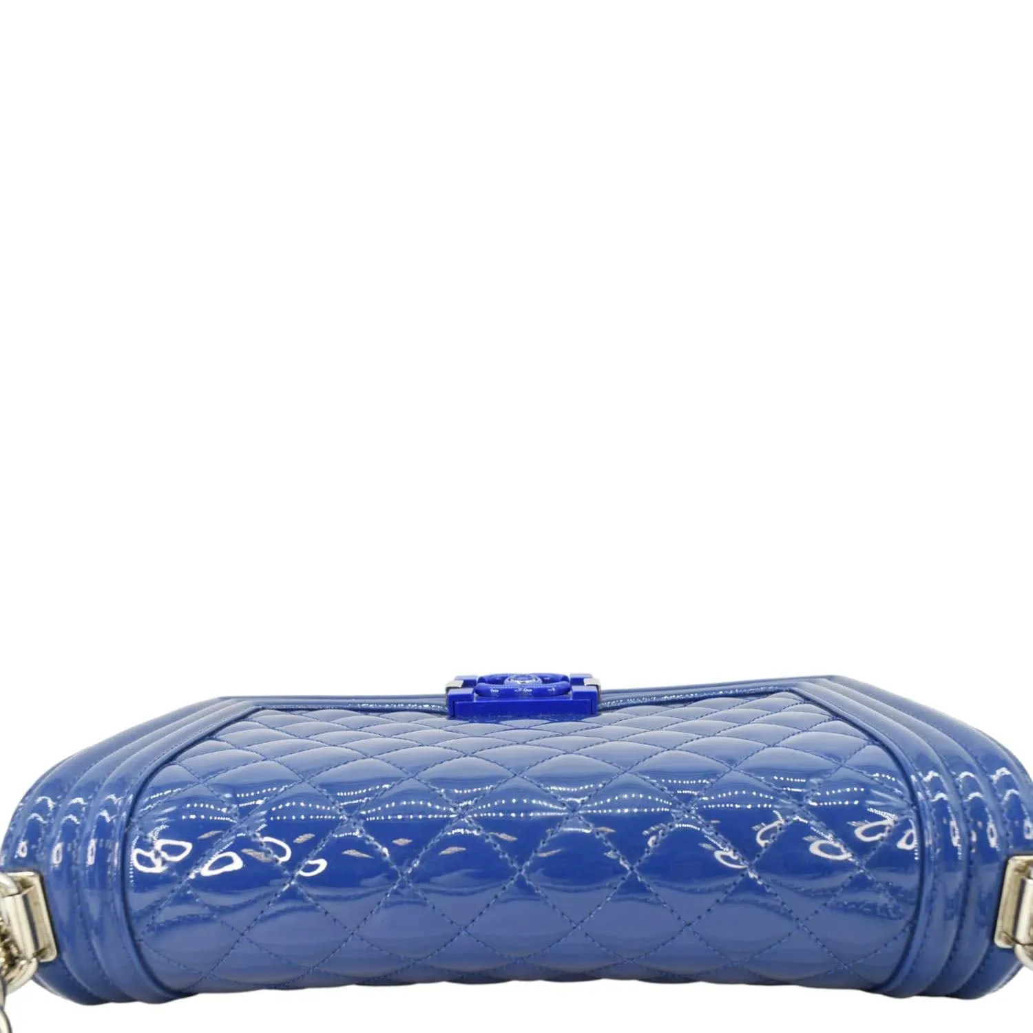 CHANEL Boy Flap Medium Plexiglass Patent Leather Crossbody Bag Blue