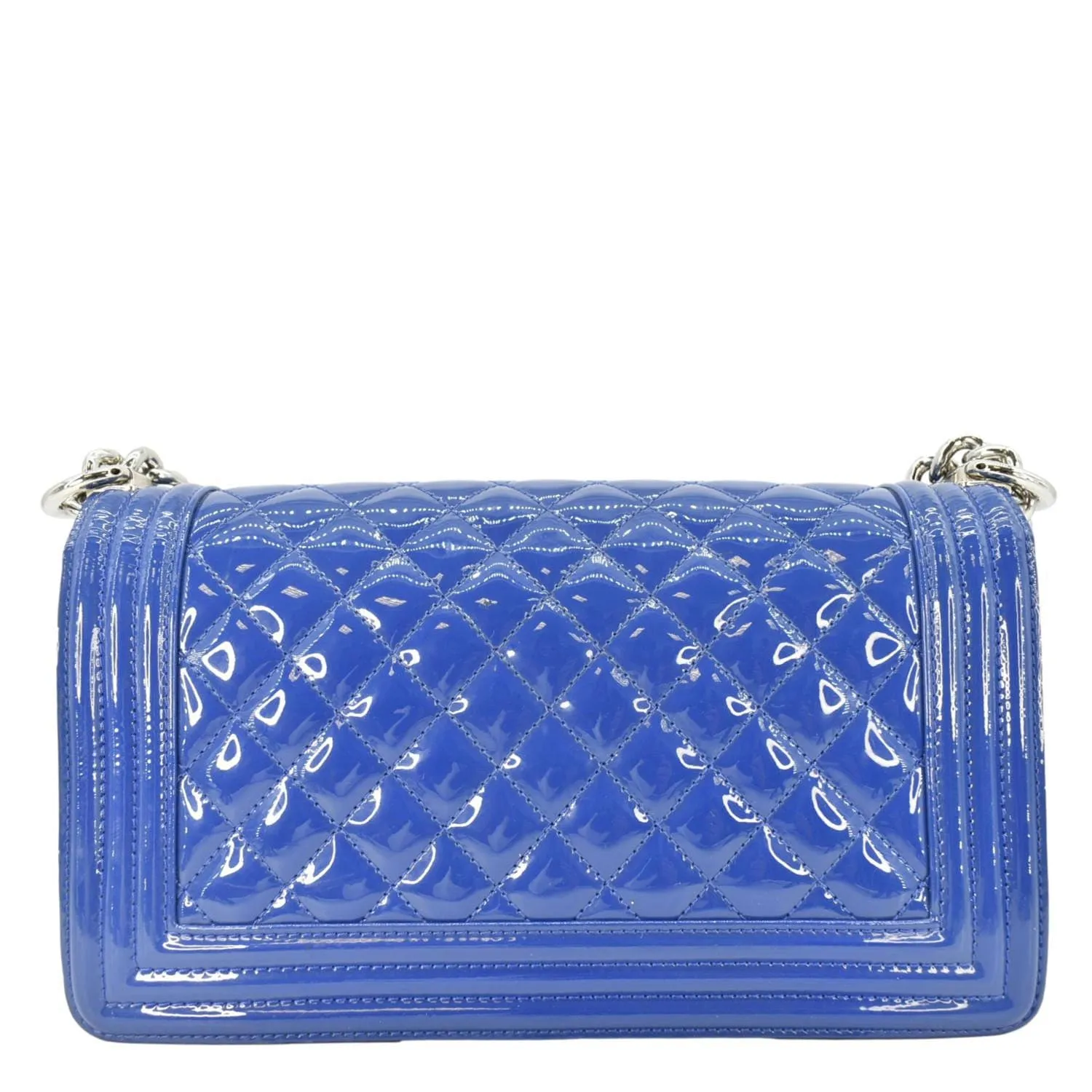 CHANEL Boy Flap Medium Plexiglass Patent Leather Crossbody Bag Blue