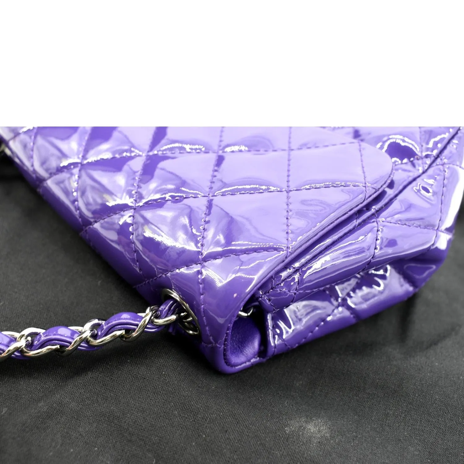 CHANEL Mini Flap Patent Calfskin Leather Shoulder Bag Purple