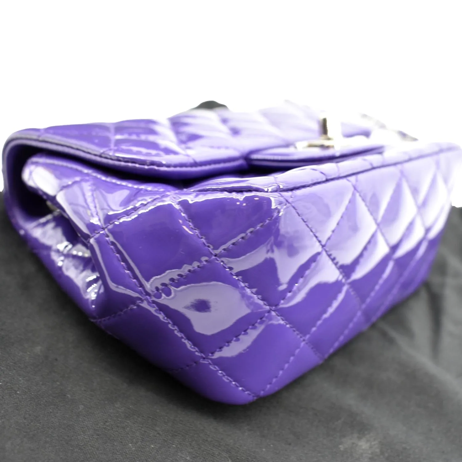 CHANEL Mini Flap Patent Calfskin Leather Shoulder Bag Purple