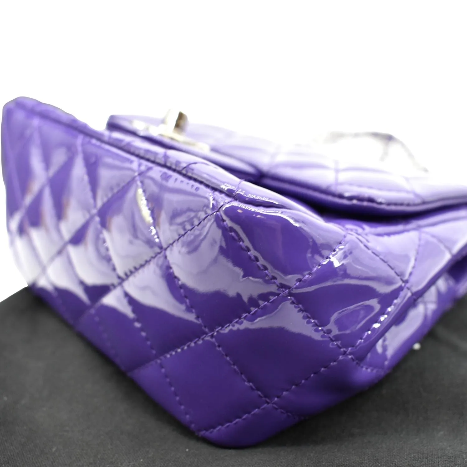 CHANEL Mini Flap Patent Calfskin Leather Shoulder Bag Purple