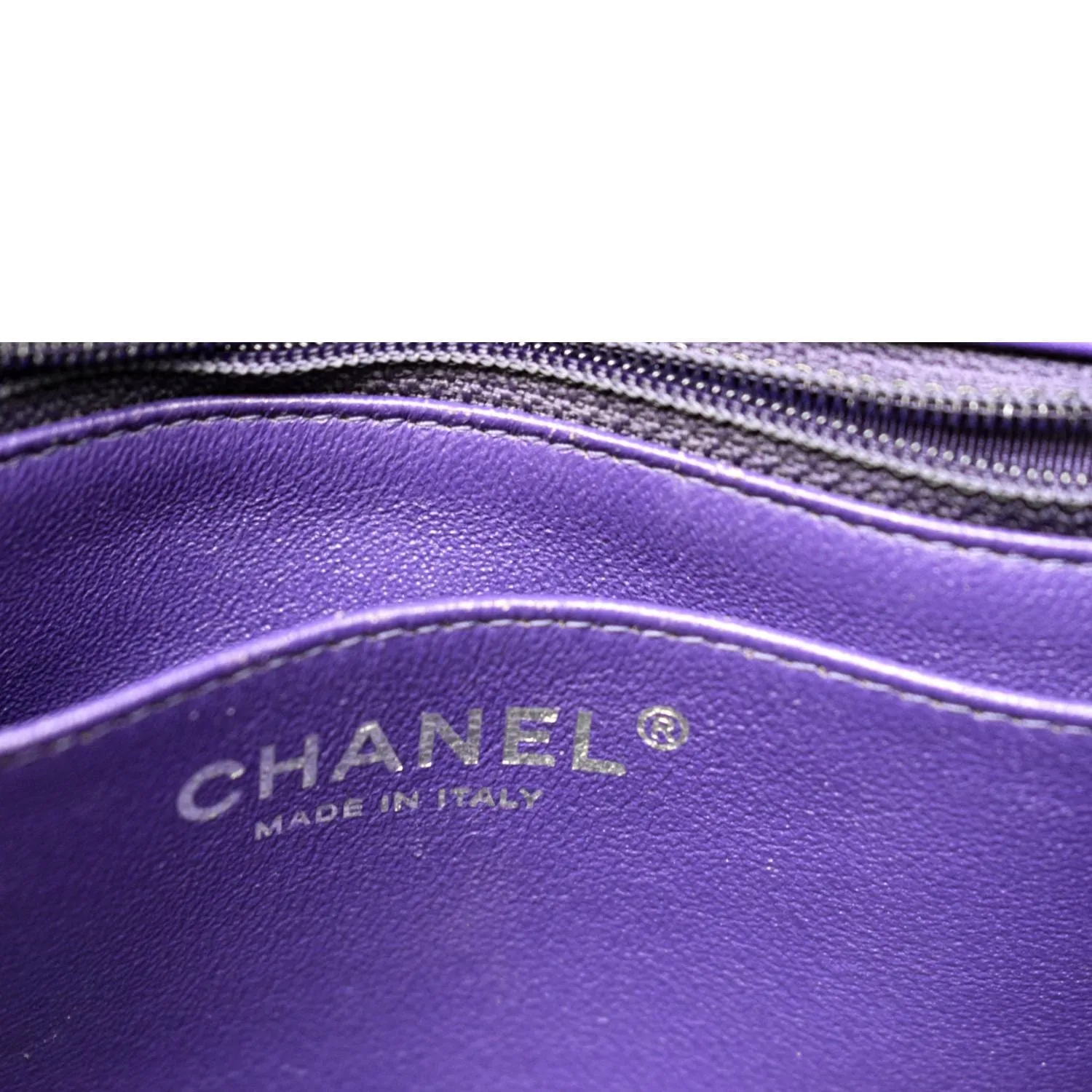 CHANEL Mini Flap Patent Calfskin Leather Shoulder Bag Purple