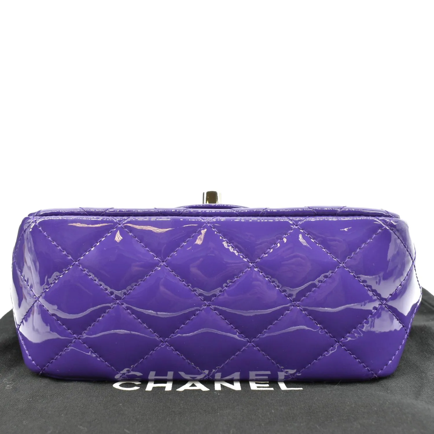 CHANEL Mini Flap Patent Calfskin Leather Shoulder Bag Purple