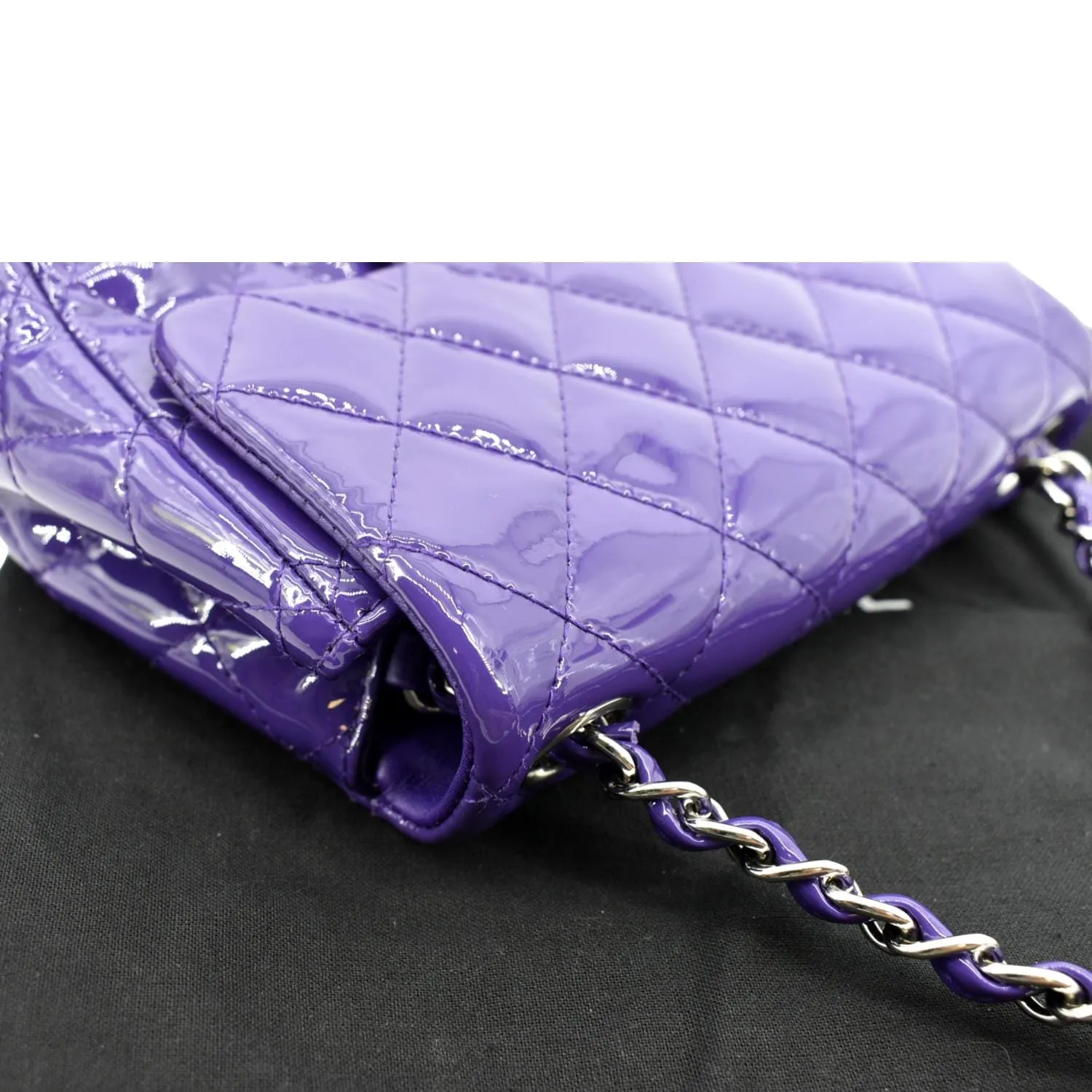 CHANEL Mini Flap Patent Calfskin Leather Shoulder Bag Purple