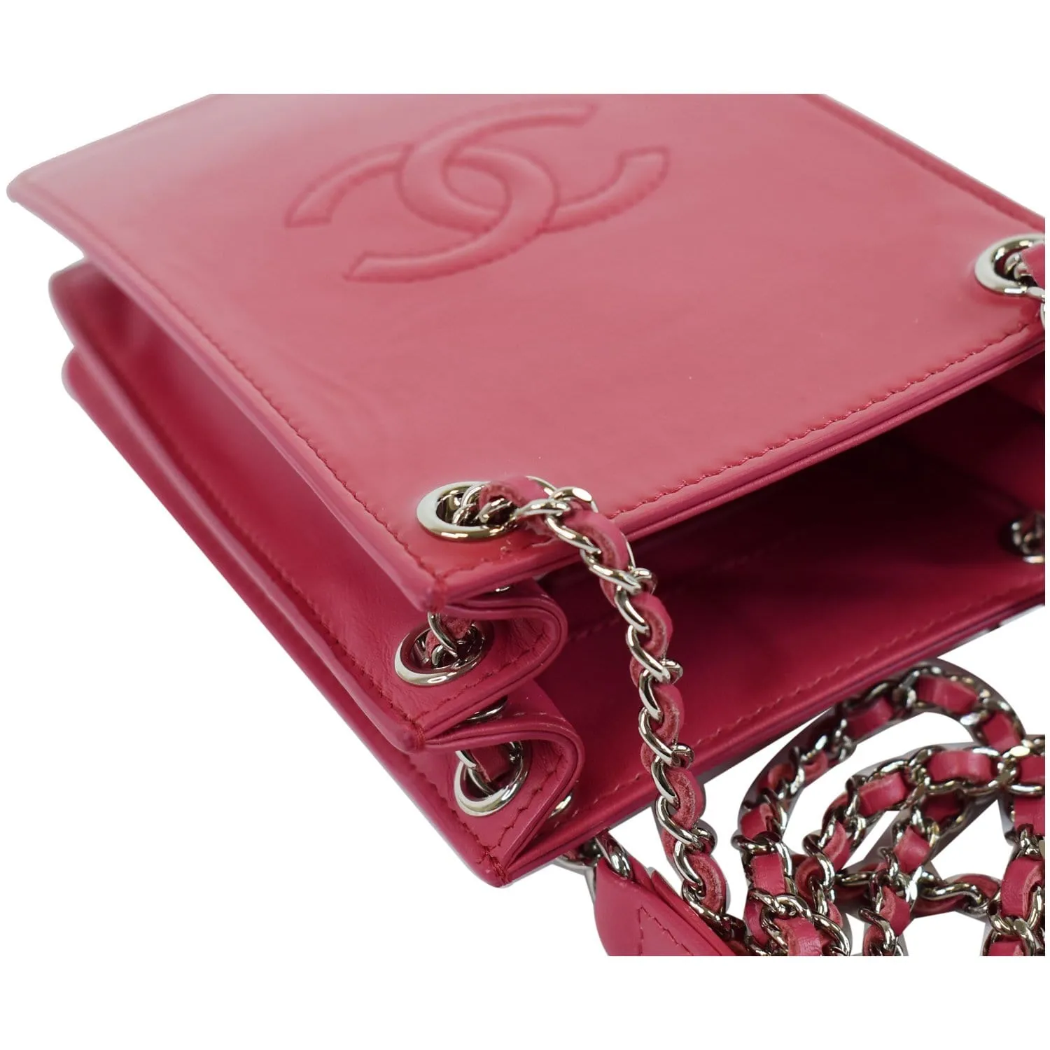 CHANEL O-Phone Holder Patent Leather Crossbody Bag Red