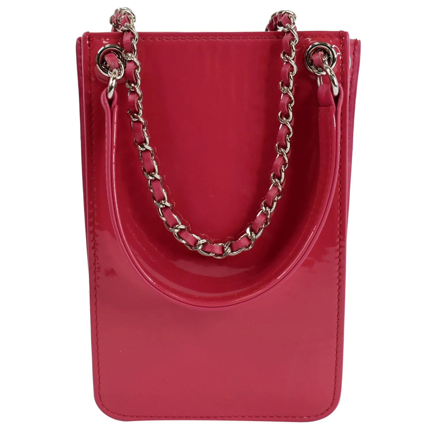 CHANEL O-Phone Holder Patent Leather Crossbody Bag Red