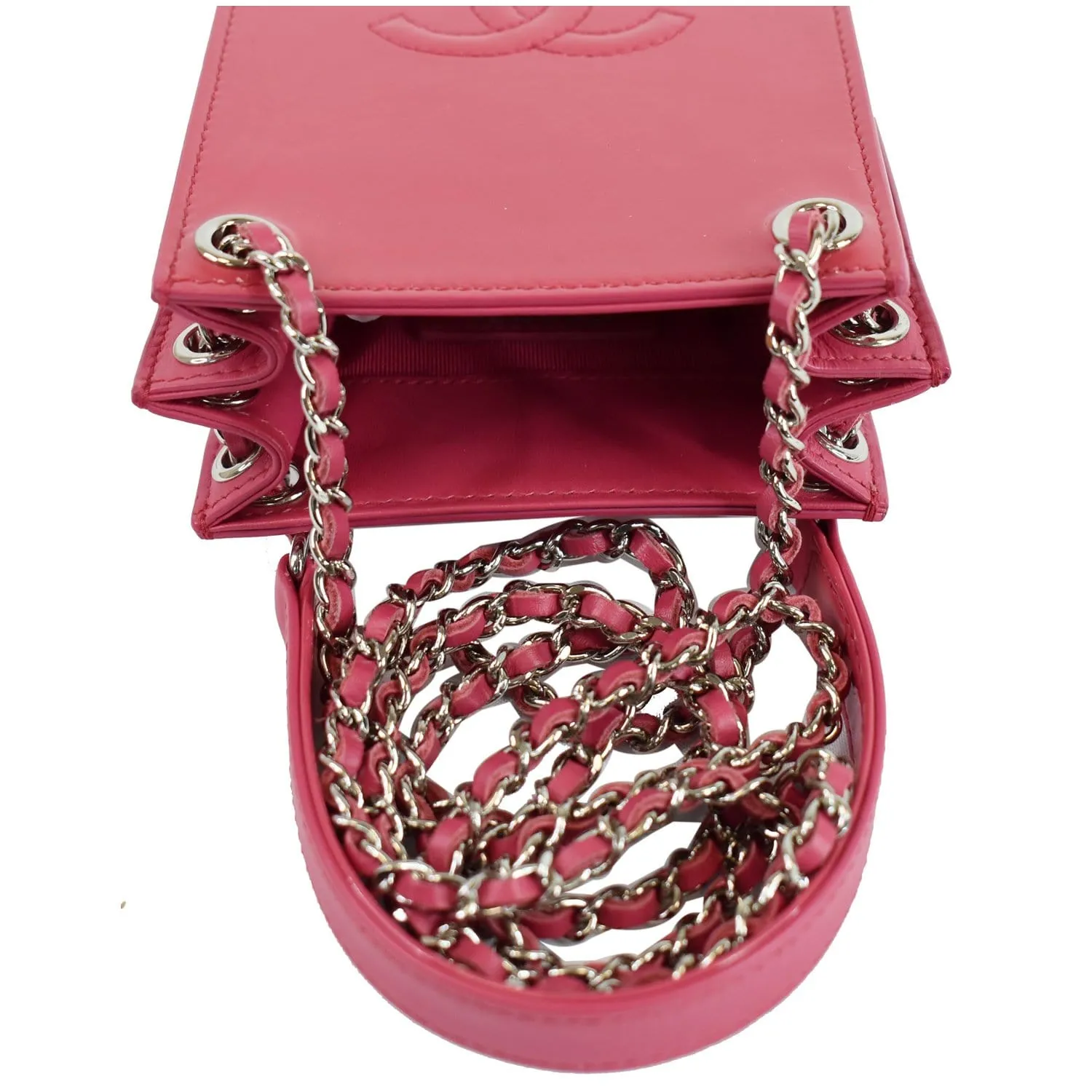 CHANEL O-Phone Holder Patent Leather Crossbody Bag Red