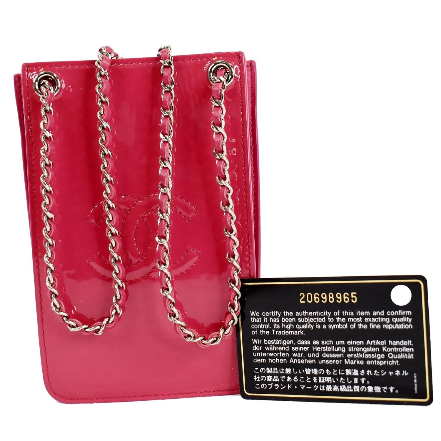 CHANEL O-Phone Holder Patent Leather Crossbody Bag Red