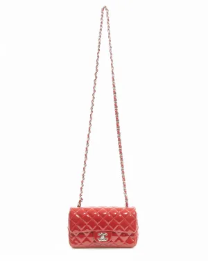 Chanel Red Patent Leather Mini Rectangular Classic Flap Bag