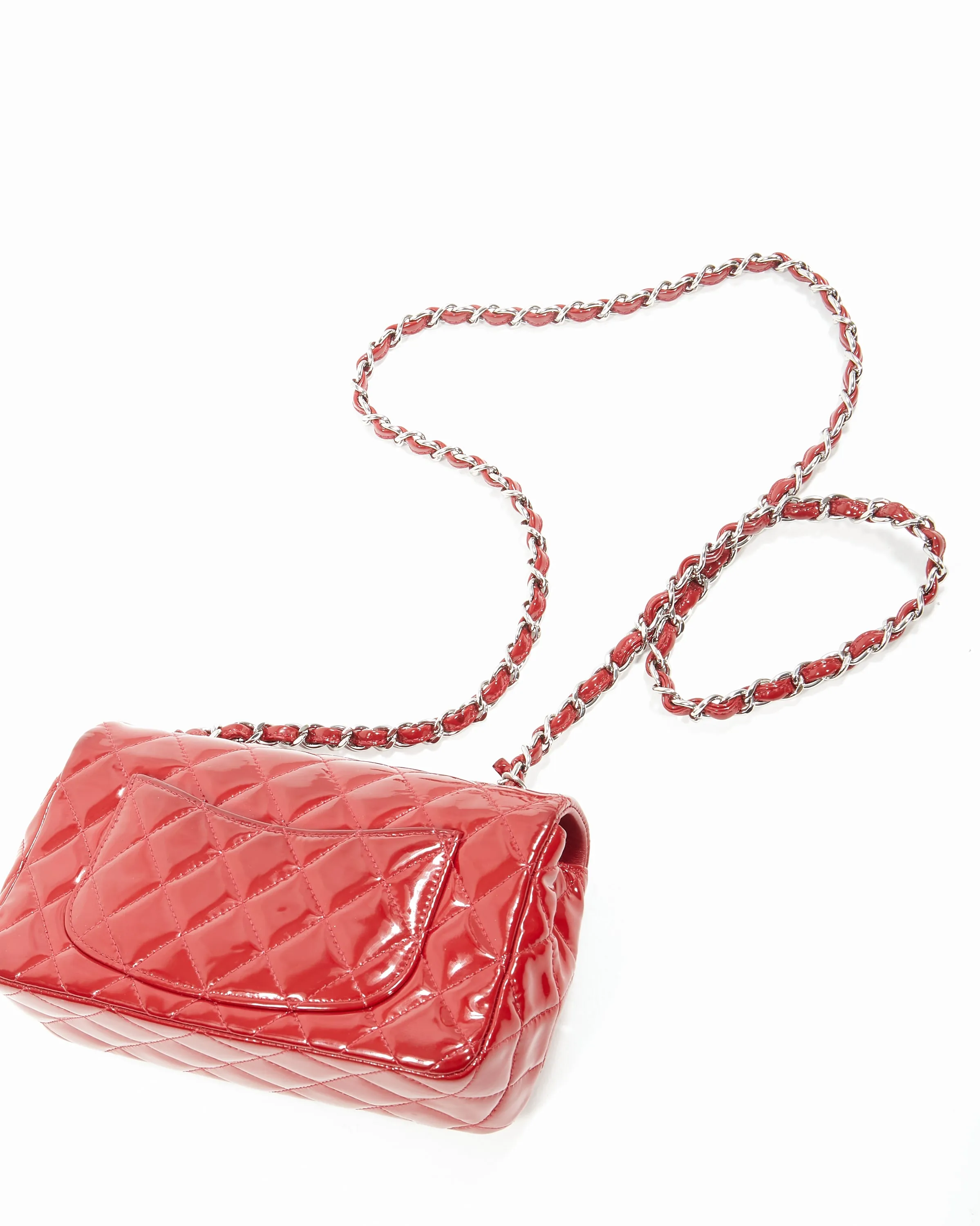 Chanel Red Patent Leather Mini Rectangular Classic Flap Bag