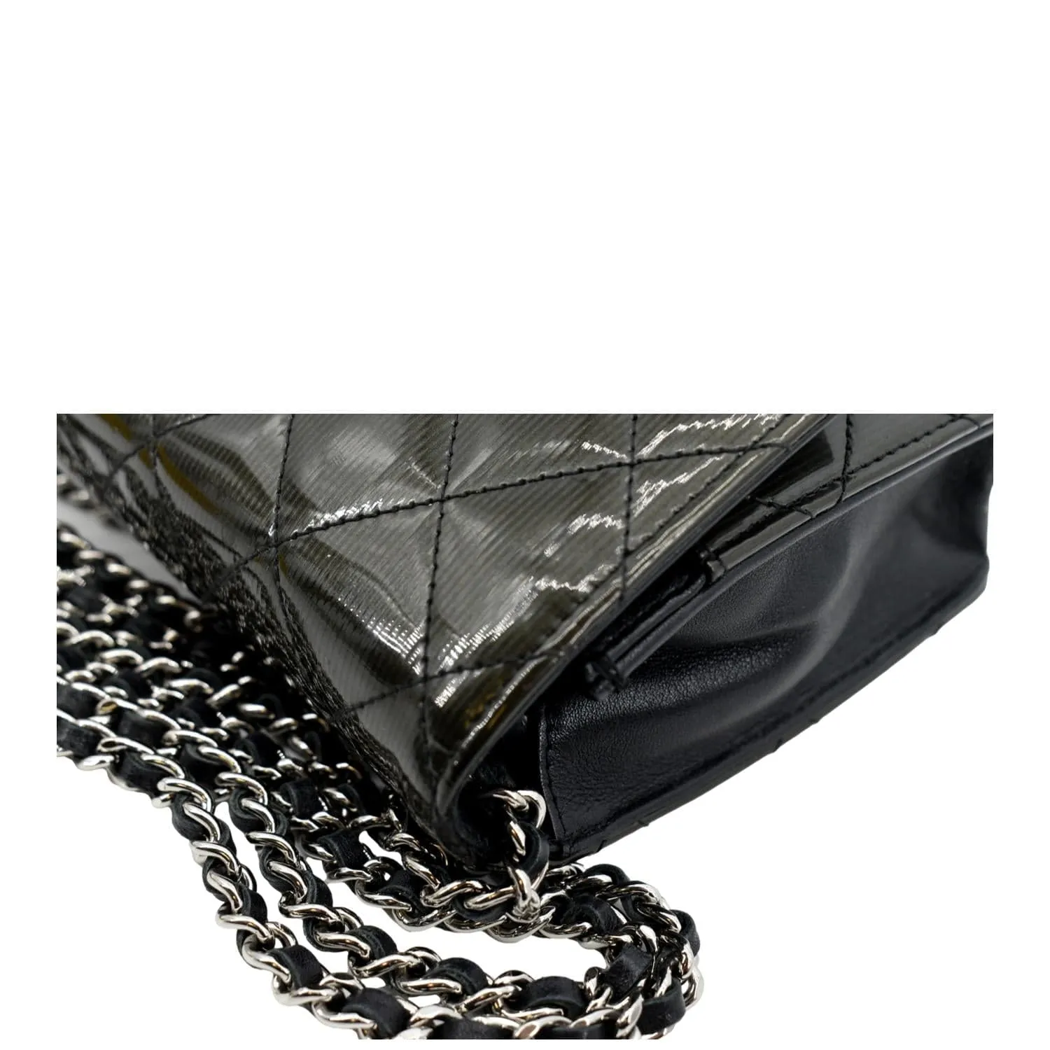 CHANEL Wallet on Chain Patent Leather Shoulder Bag Olive Green