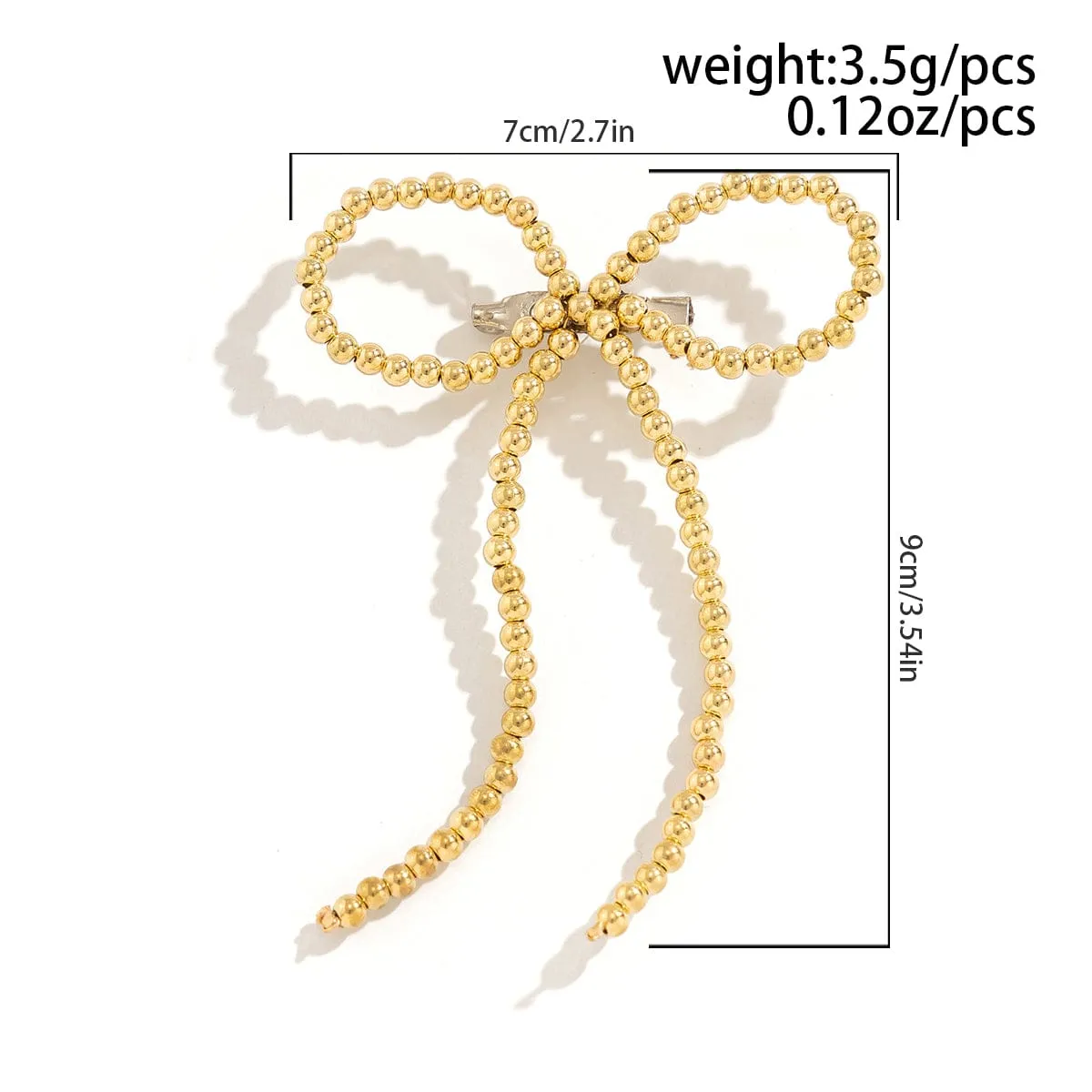 Chic Gold Silver Tone Beaded Bowknot Pin Brooch