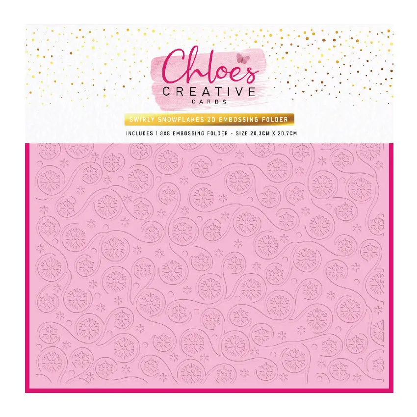 Chloe's Creative Cards - 8x8" 2D Embossing Folder - Swirly Snowflakes