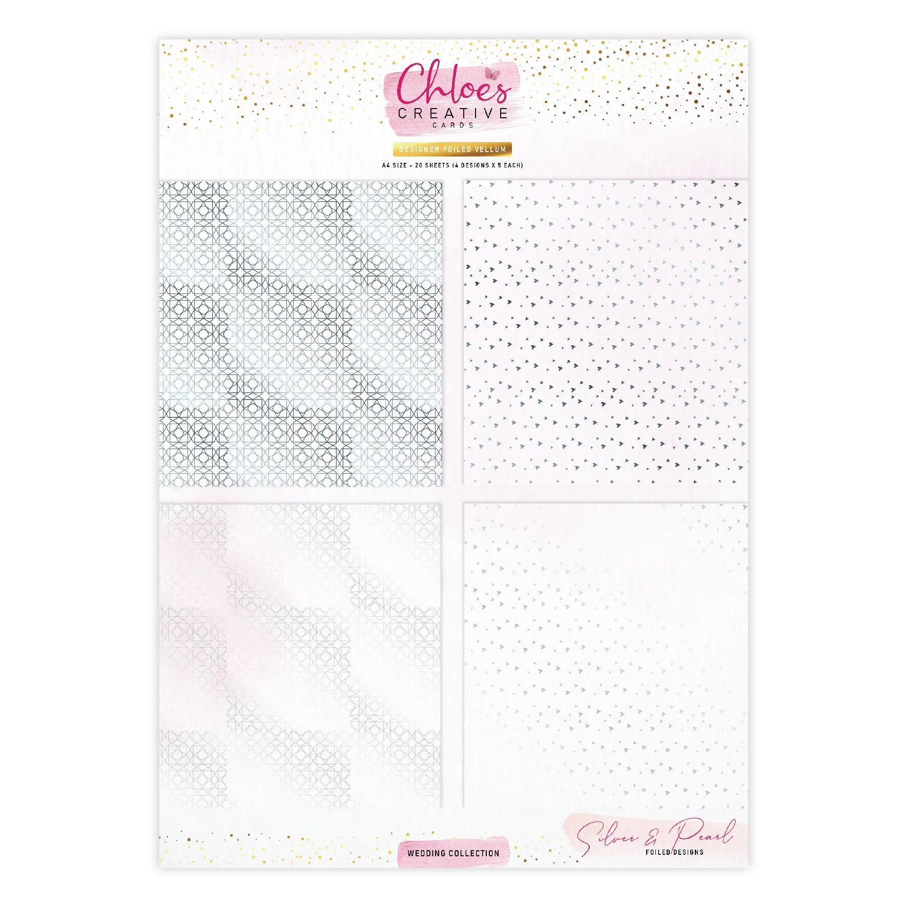 Chloes Creative Cards Designer Foiled Vellum (A4) - Wedding Collection