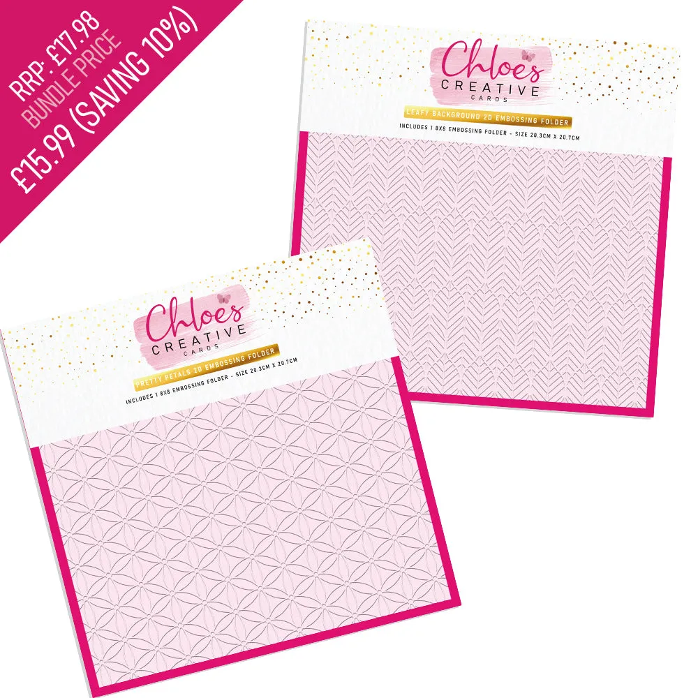 Chloes Creative Cards Petals & Leaves 8x8 Embossing Folder Bundle