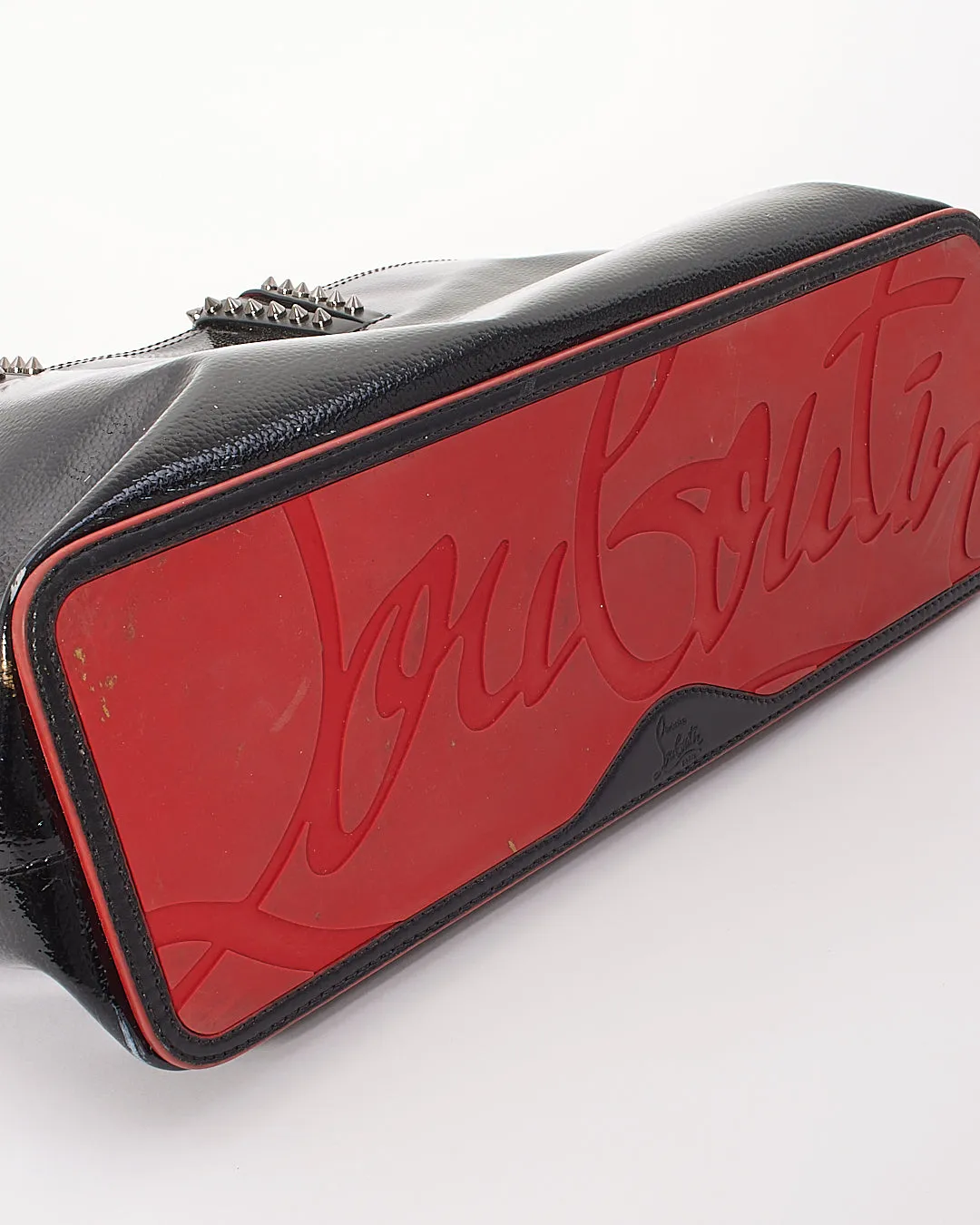 Christian Louboutin Black Patent Studded Tote with Pochette