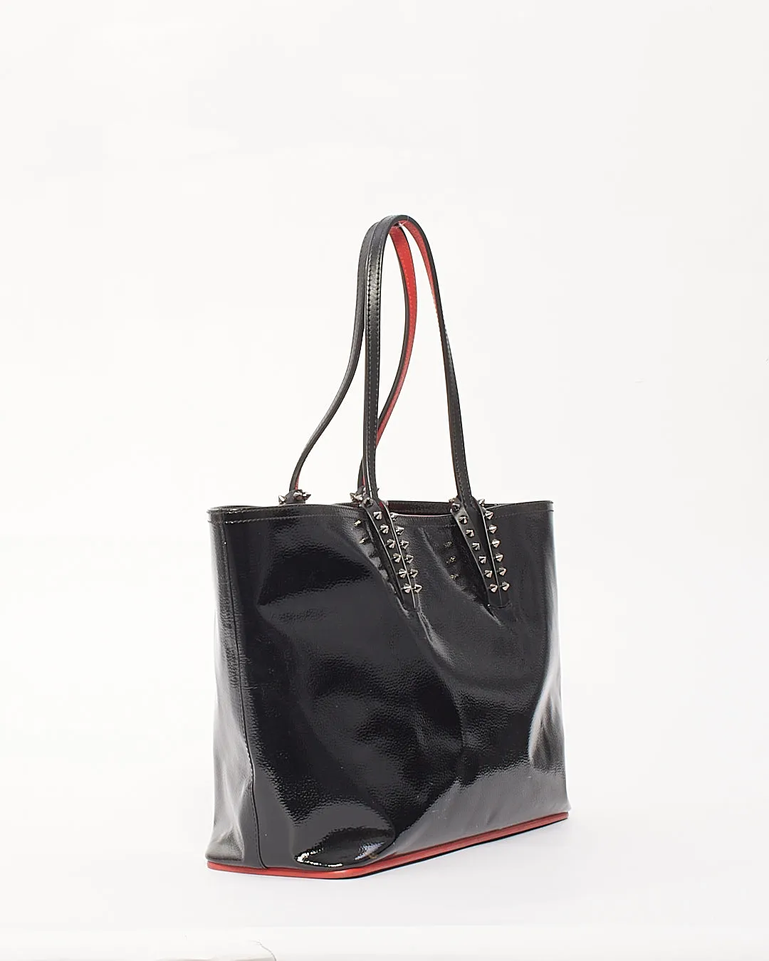 Christian Louboutin Black Patent Studded Tote with Pochette