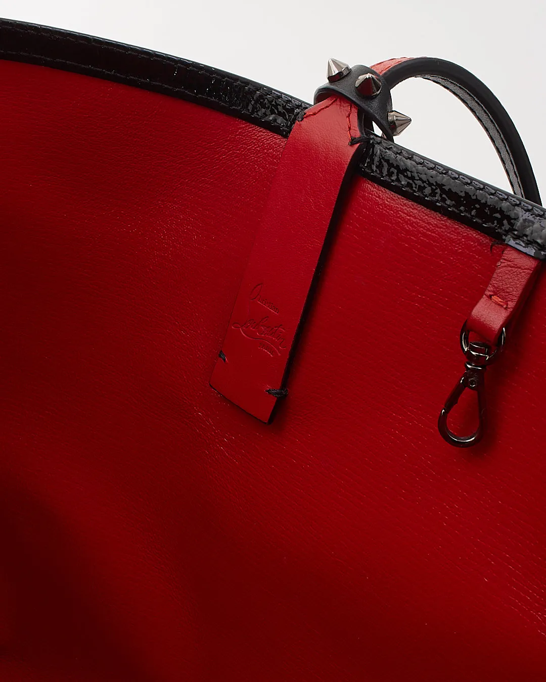 Christian Louboutin Black Patent Studded Tote with Pochette