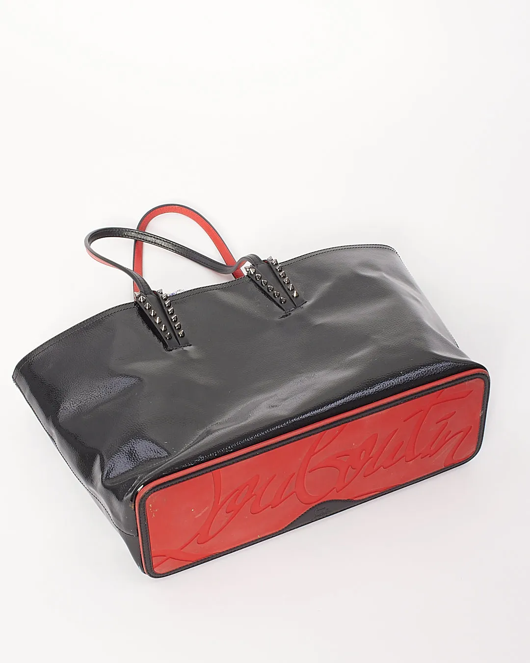 Christian Louboutin Black Patent Studded Tote with Pochette
