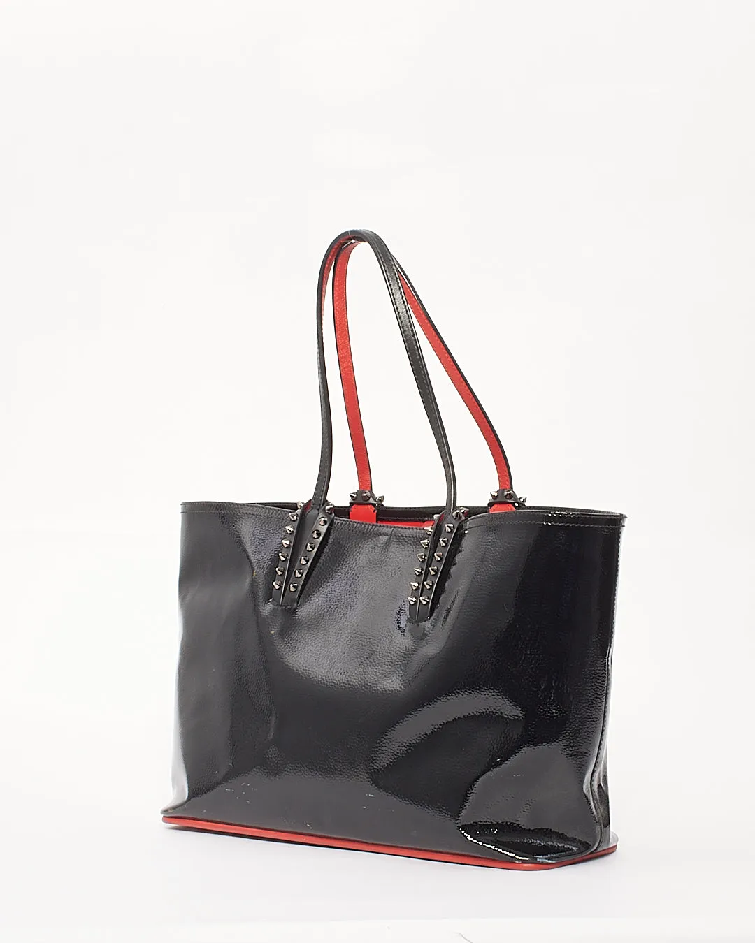 Christian Louboutin Black Patent Studded Tote with Pochette