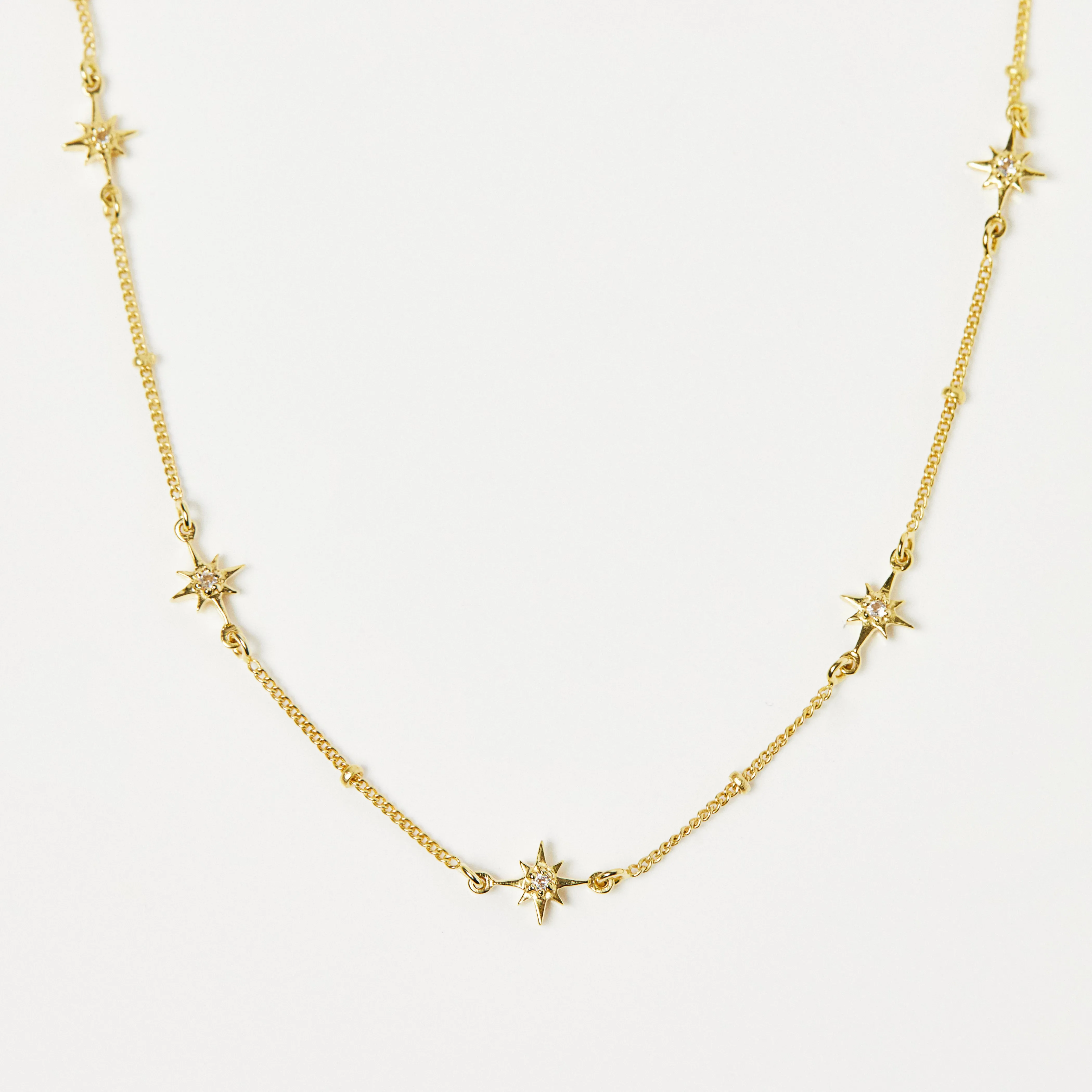 Dainty White Topaz Star Chain