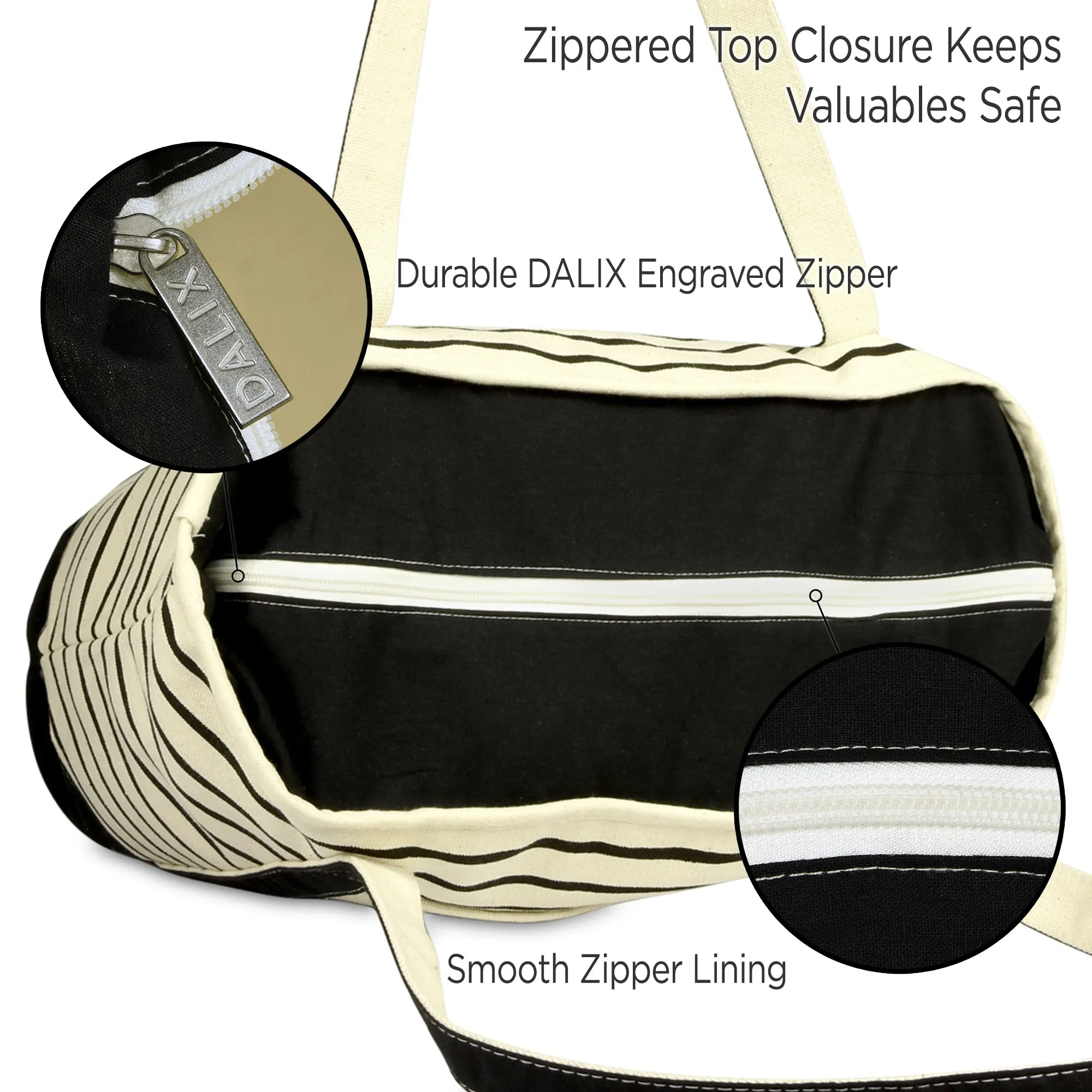 Dalix Striped D-Initial Tote Bag Womens Ballent Letter D