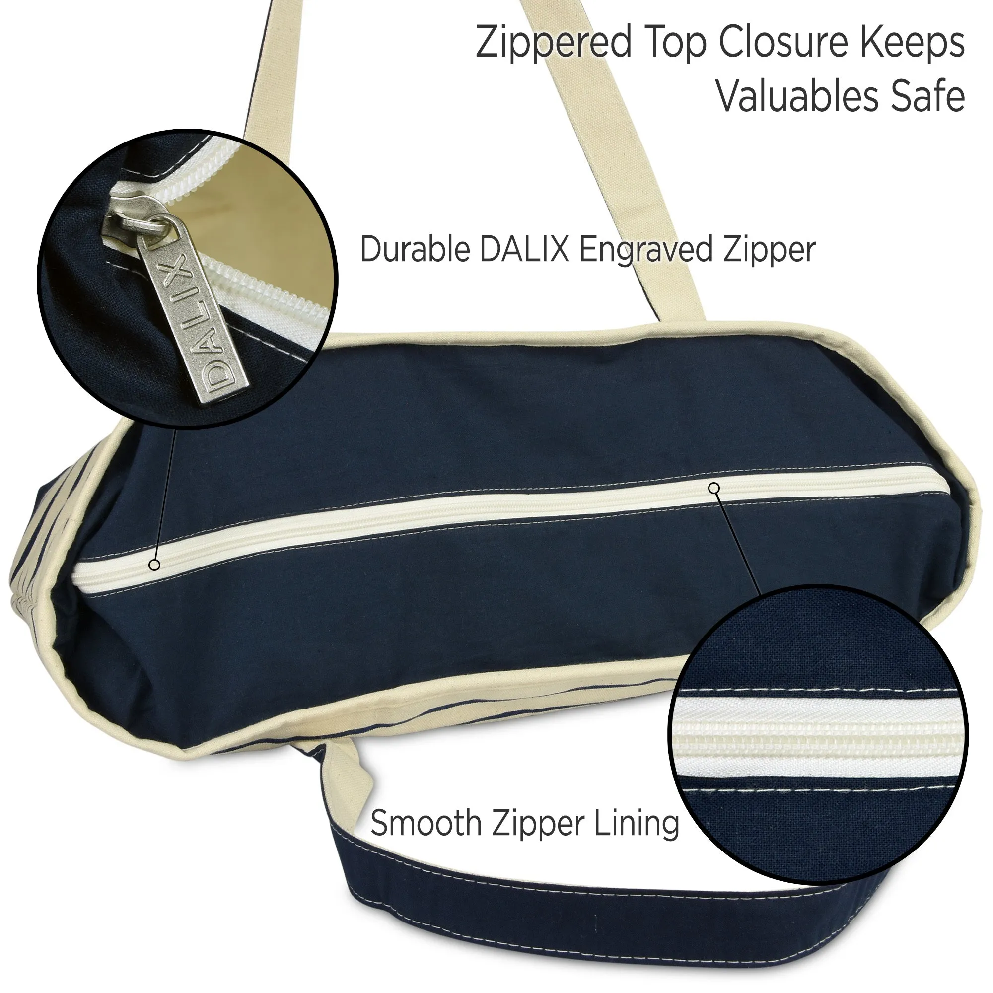 Dalix Striped D-Initial Tote Bag Womens Ballent Letter D